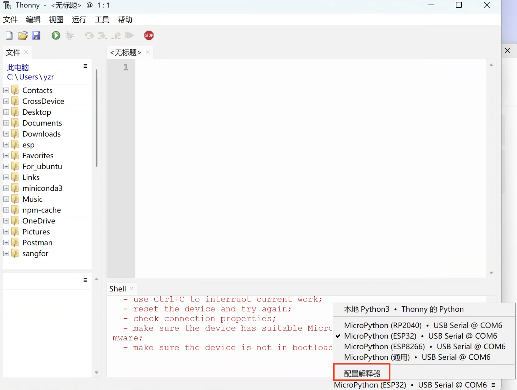 Configure the interpreter